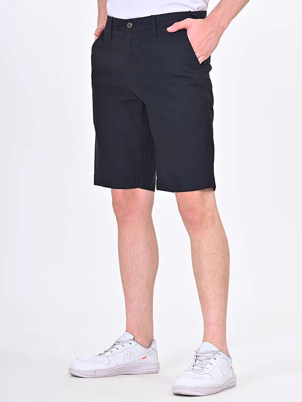 Indian Terrain Men's Regular Fit Solid Black Shorts